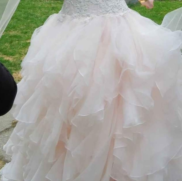 Oleg Cassini wedding dress in blush: Style 8CWG568 - Picture 4 of 8